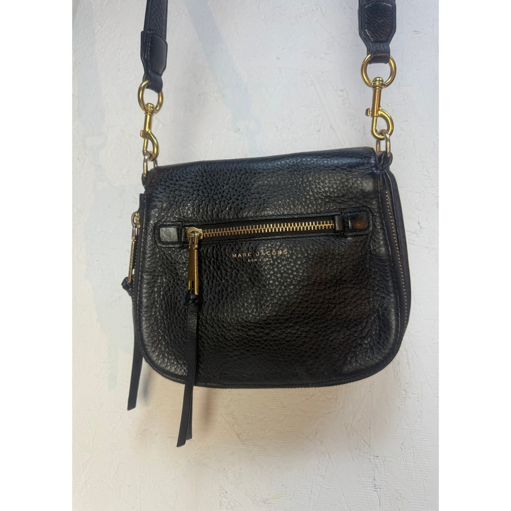 Marc Jacobs Recruit Leather Saddle Bag Black Crossbody M0008137 001